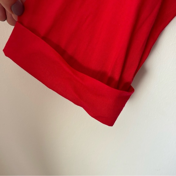 Vintage Caroline Wells Red Ruffle V-neck Dress - Picture 7 of 11